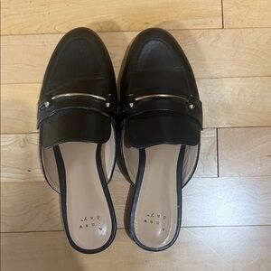a new day Black Mules with Silver Accent